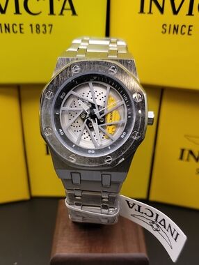 🏁 NEW Invicta Speedway Rim Men's Yellow Brake Caliper Watch 42mm Steel 69487